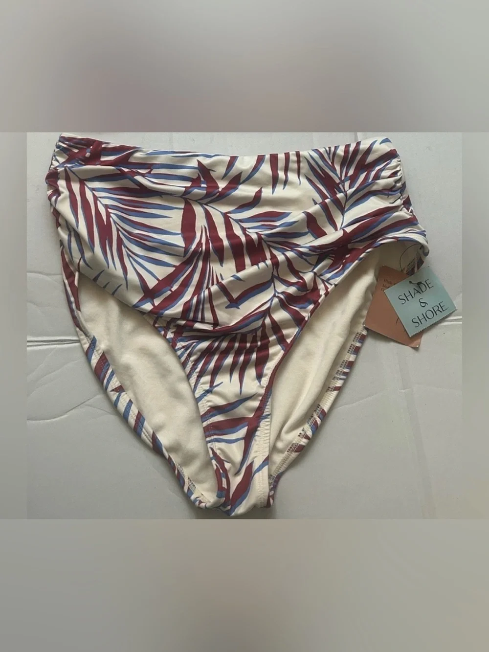 NWT Women's High Waisted Shirred Bikini Bottom Size Small 4-6